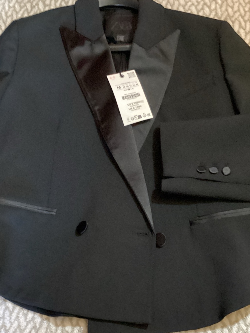 Zara Limited Edition Satin-Lapel Double-Breasted Blazer